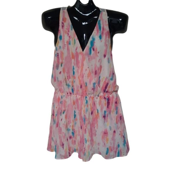 $5 For $25* Rory Becca Abstract Multicolored Sheer Back Romper- Size Large - Picture 5 of 10